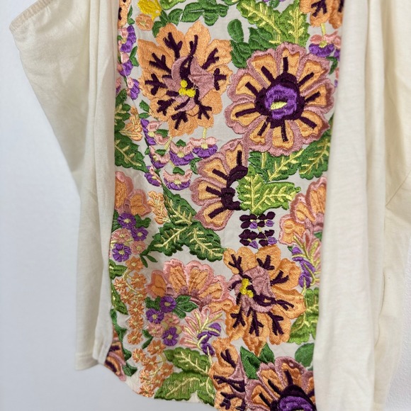 Anthropologie Tiny Marin Floral Embroidered Tank Top Sleeveless Cream Size M - Picture 5 of 12